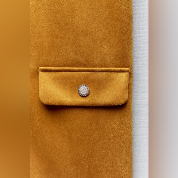 ZARA FAUX SUEDE BASIC DRESS SIZE S NEW WITH TAGS DARK ORANGE - Picture 10 of 10